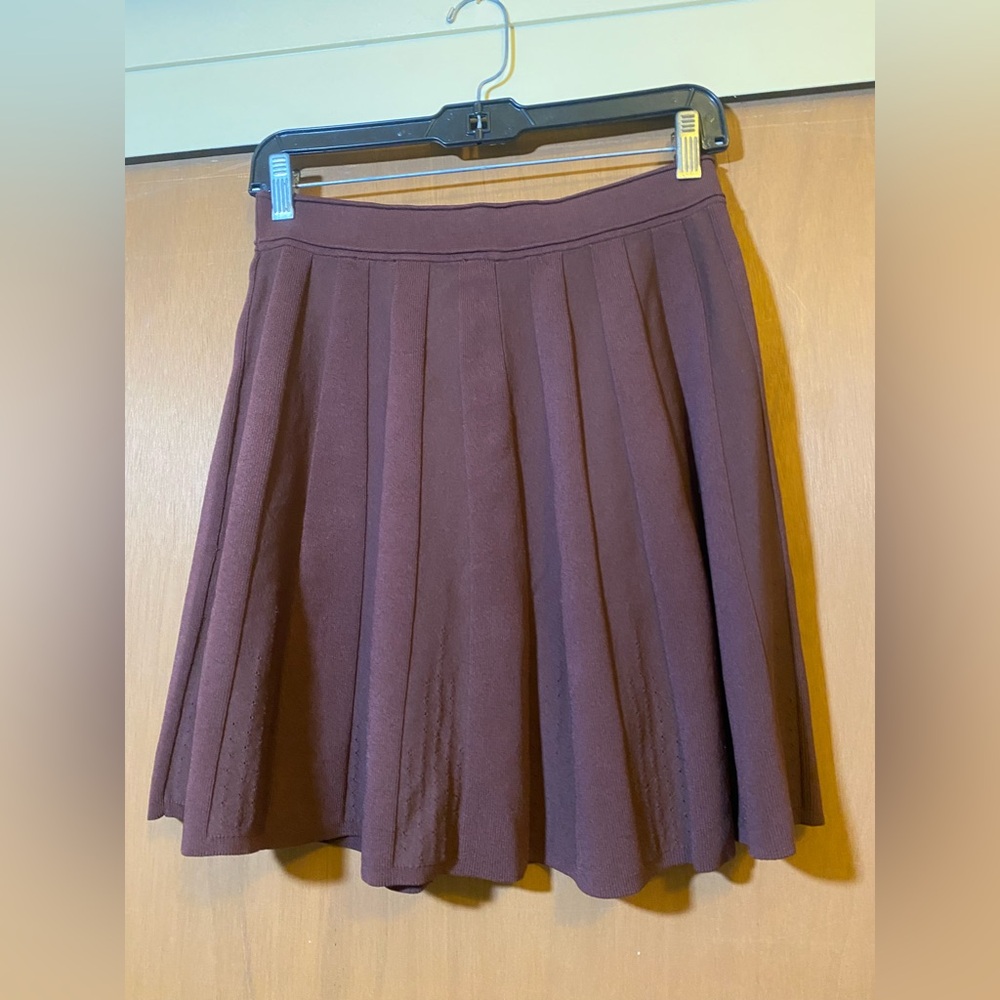 Sandro Plum Pleated Skater Skirt